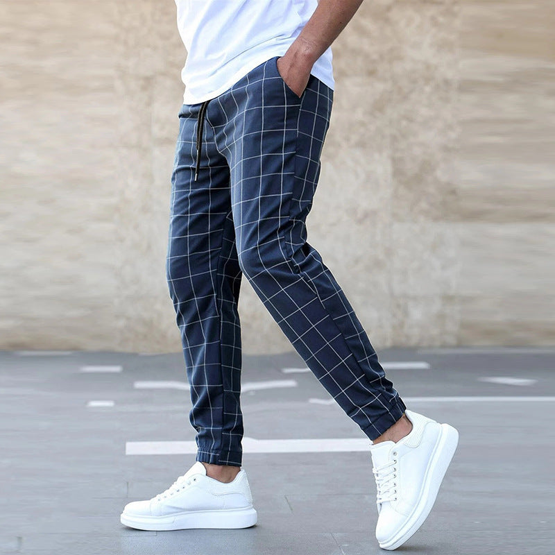 Montévre™ | Pantalon de jogging homme à carreaux – Coupe droite, Style décontracté streetwear, Printemps détente