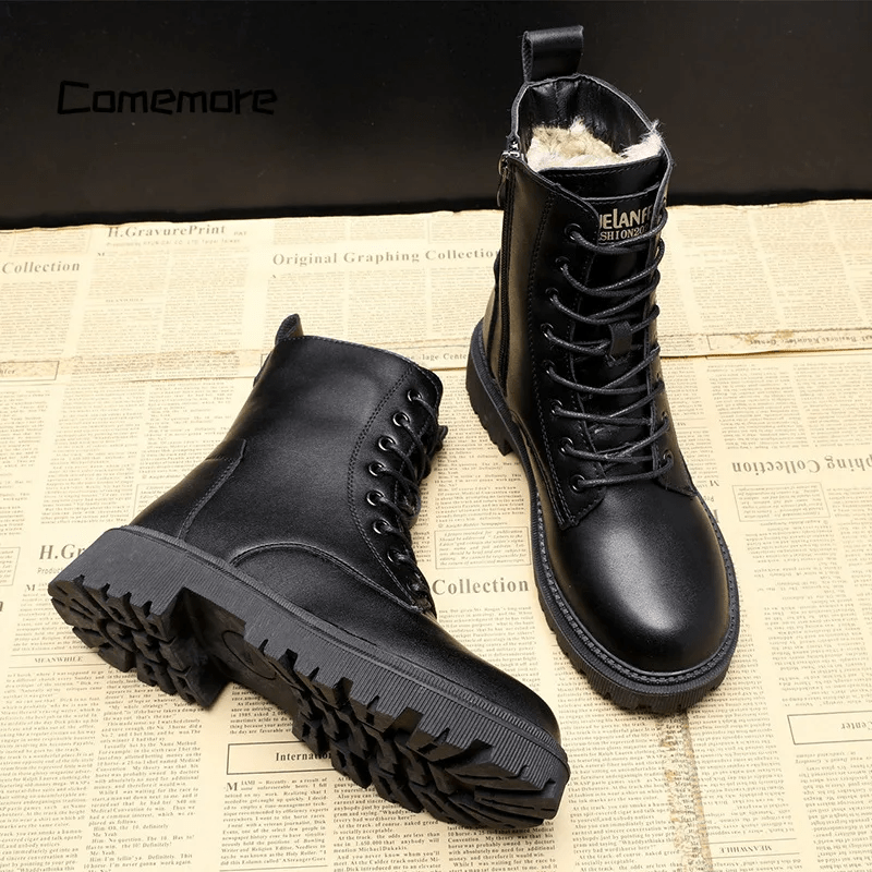Montévre™ | Élégantes bottes d'hiver en cuir noir