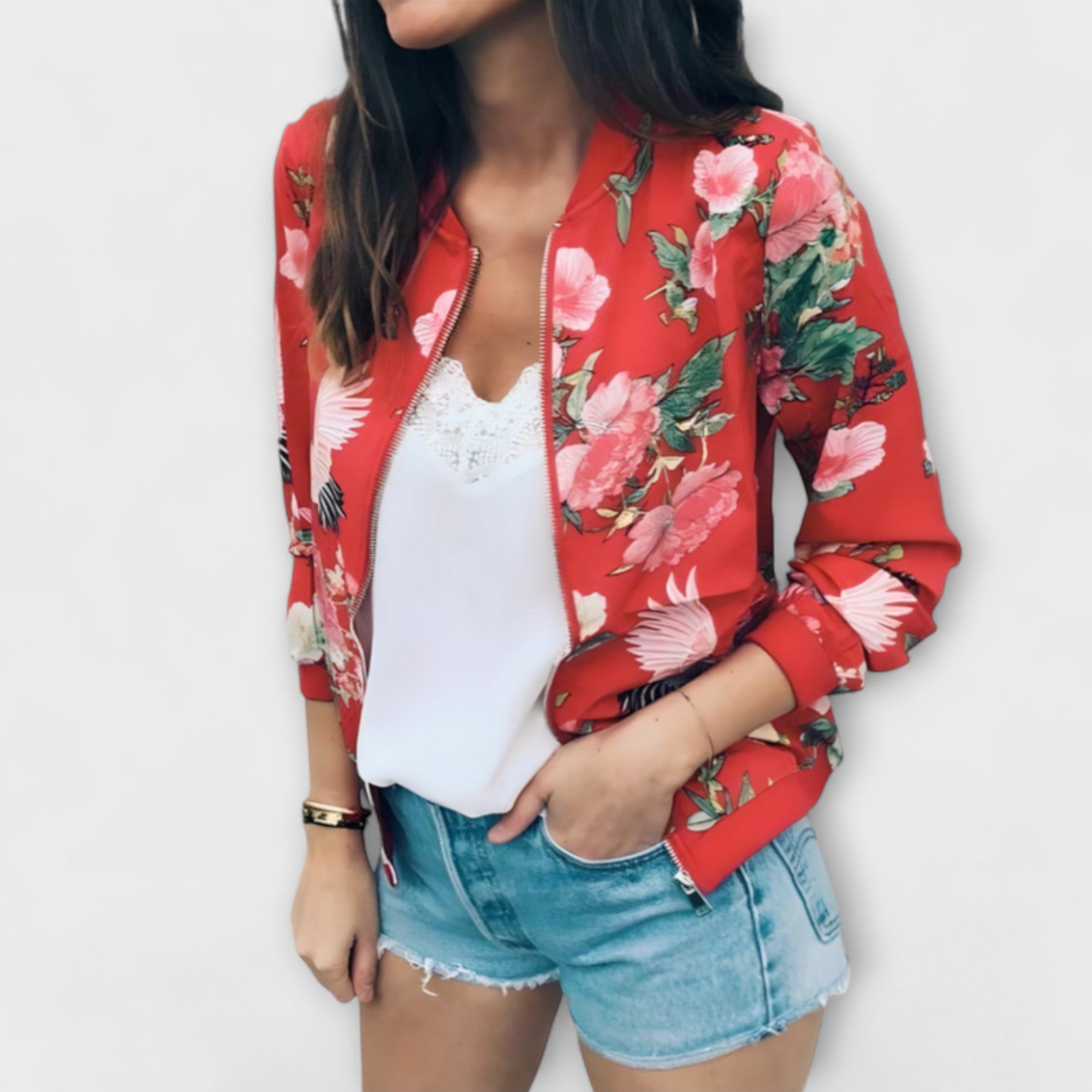 AlpenNord™ | Kaelin – Veste bomber élégante avec motif floral