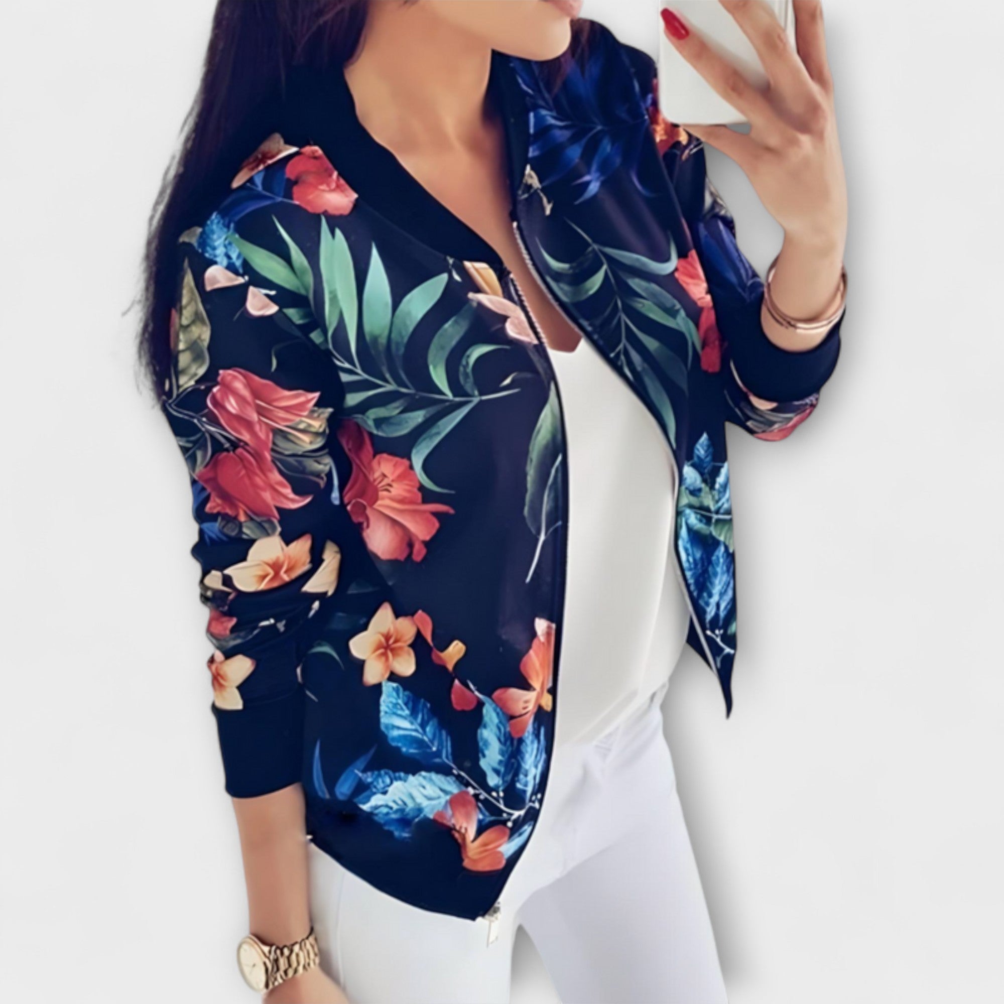 AlpenNord™ | Kaelin – Veste bomber élégante avec motif floral